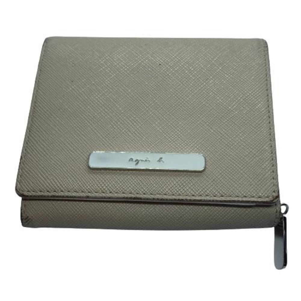 Authentic Agnes B. Beige / Light Tan Saffiano Leather Wallet